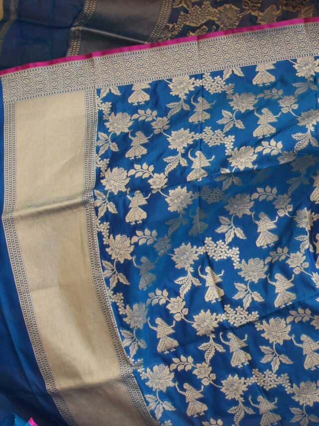 Blue-pure-silk-handwoven-banarasi-dupatta