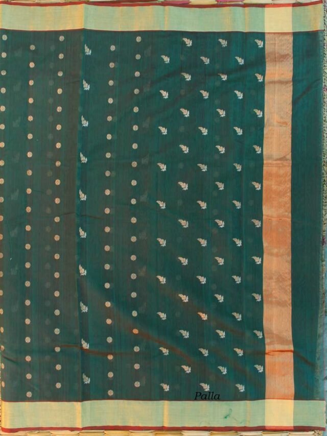 Darkest-Green-hazar-buti-pure-chanderi-saree