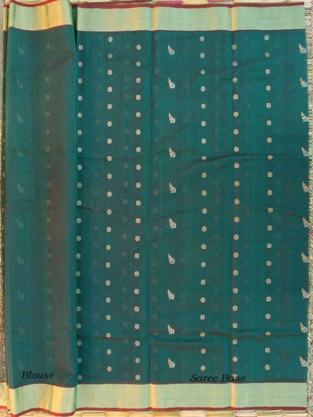 Darkest-Green-hazar-buti-pure-zari-chanderi-sari