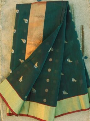 Darkest-Green-hazar-buti-zari-chanderi saree