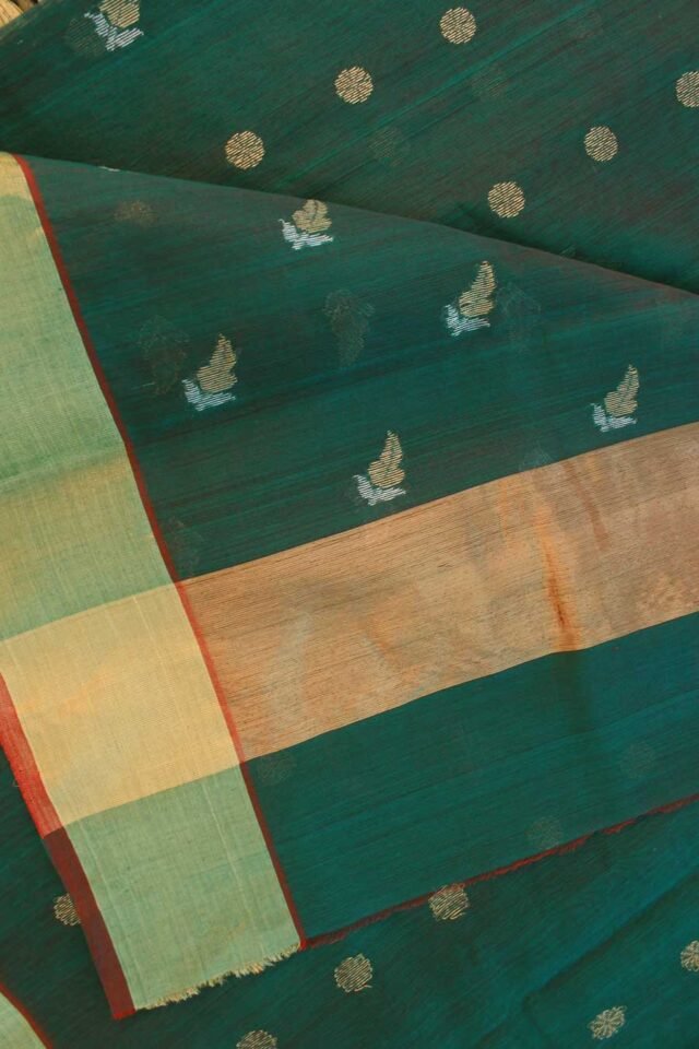 Darkest-Green-hazar-buti-zari-pure-chanderi-silk-saree