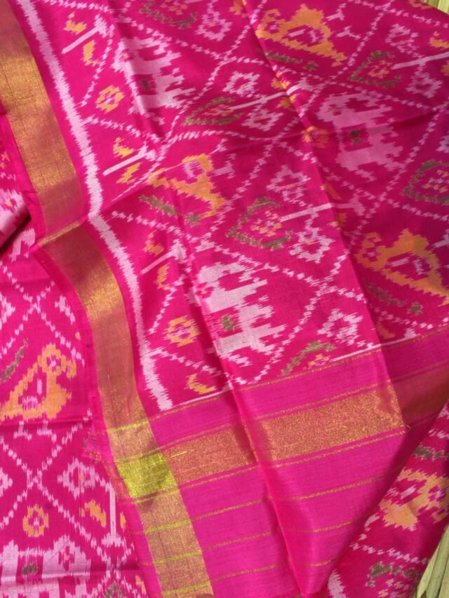 Fushia-Pink-Hathi-popat-Patola-pure-silk-dupatta