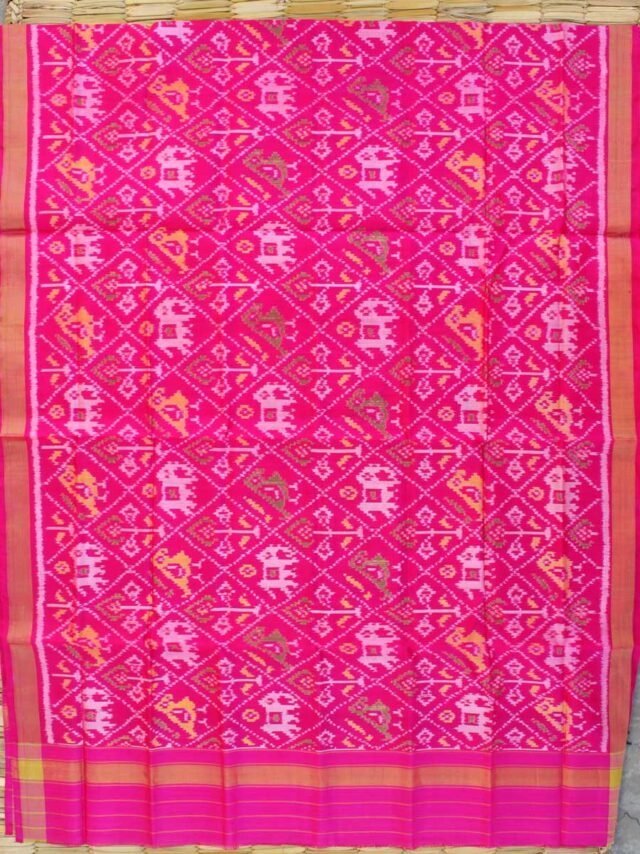 Fushia-Pink-Hathi-popat-patan-Patola-silk-dupatta