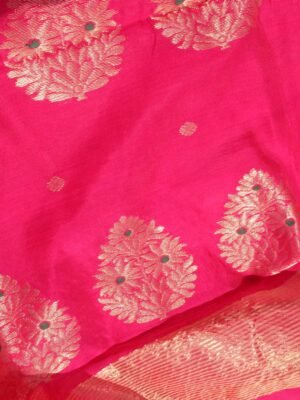 Meena-buti-Fushia-Pink-zari-chanderi-handloom-saree