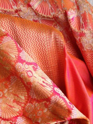 Peach-katan silk Banarasi-dupatta