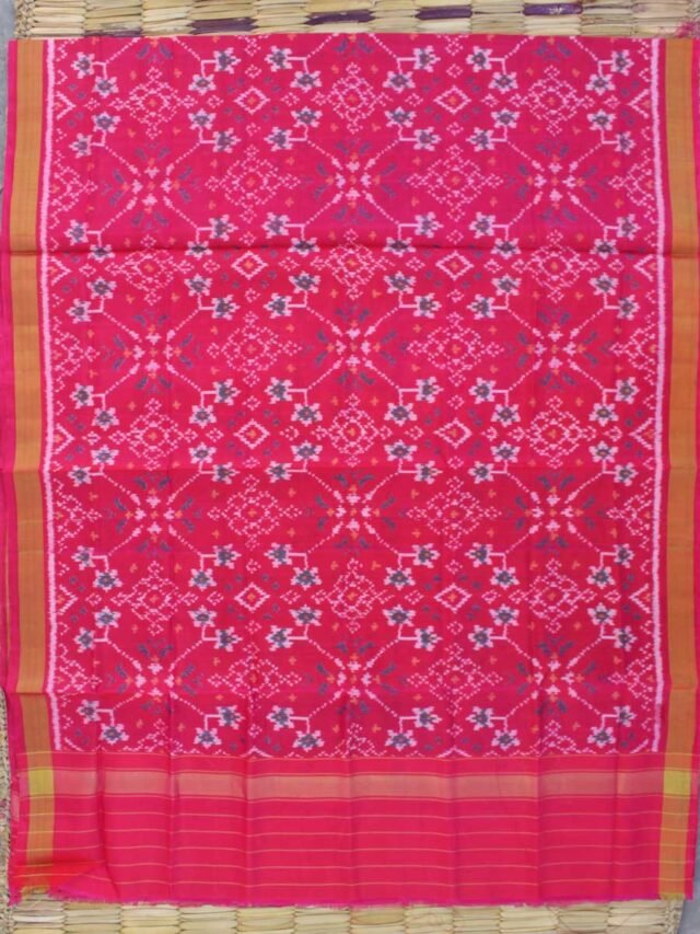 Red-Pink-single-ikat-Patola-Silk-Dupatta