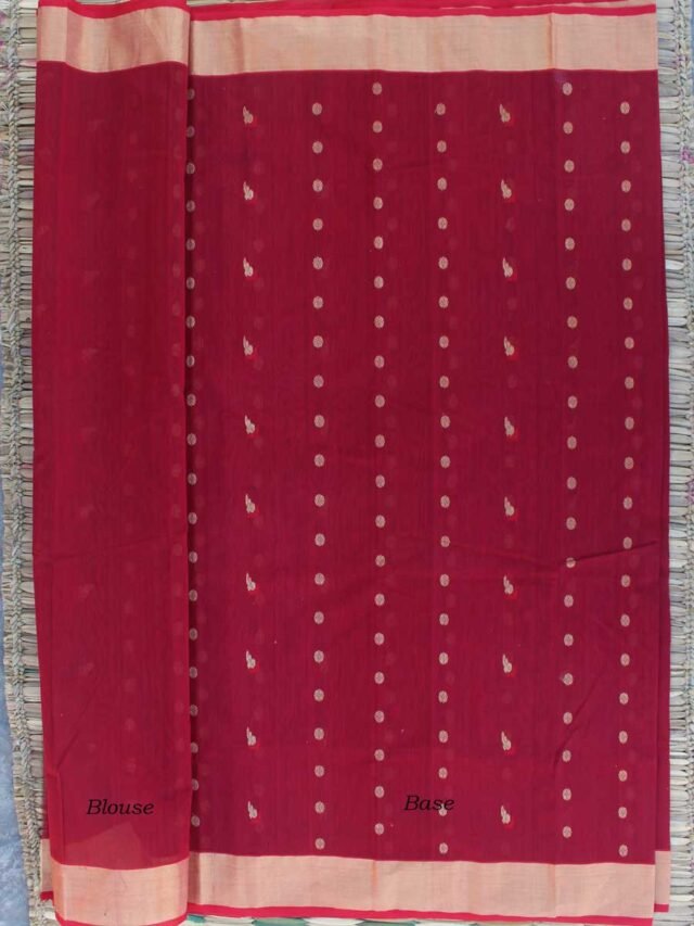 Red-hazar-buti-pure--zari-chanderi-sari