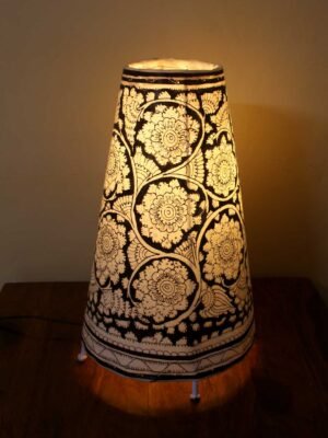 Black-and-white-Rounded-Tholu-Bommalata-Table-lamp
