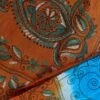 Blue-and-orange-kantha-embroidered-tussar-silk-saree