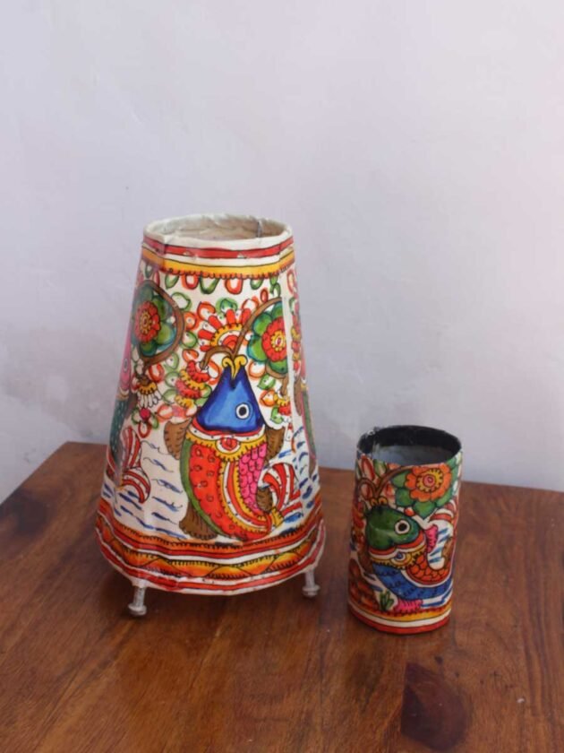 Fishes---Leather-lamp-pen-stand-set