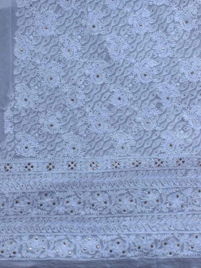 Paisley-and-leaves-chikankari-mukaish-georgette-kurta-fabric