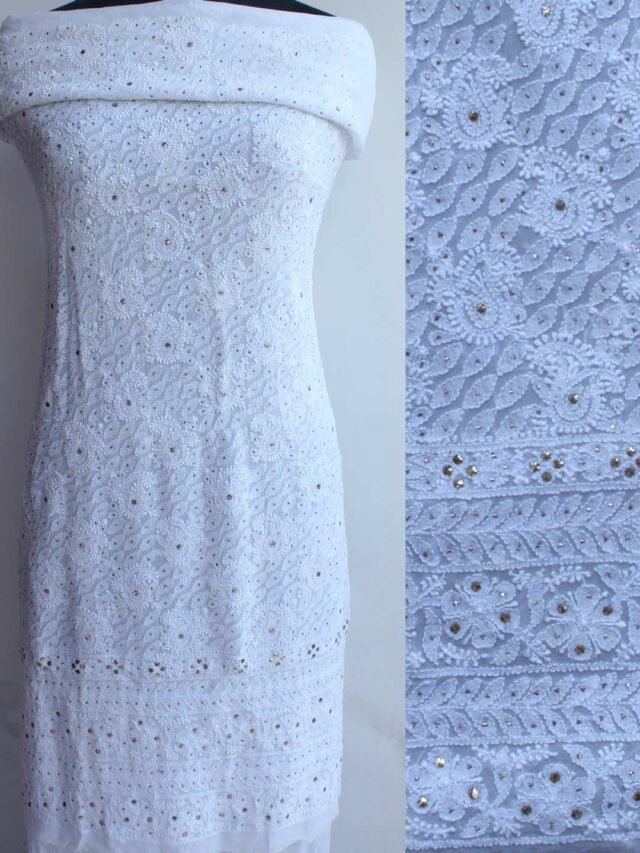 Paisley-and-leaves-viscose-georegtte-chikankari-mukaish-kurta-fabric