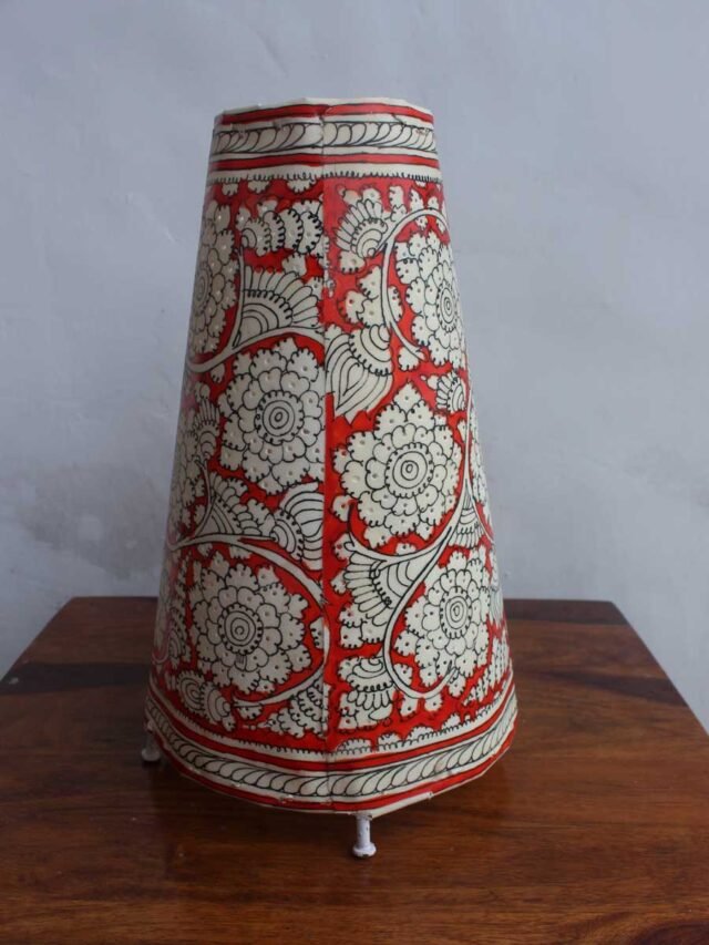 Red-and-white-Rounded-living-room-Leather-lamp