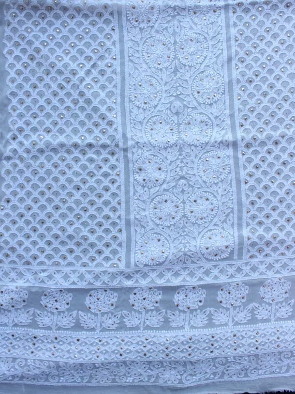 White-Flowers-chikankari-mukaish-georgette-kurta-fabric