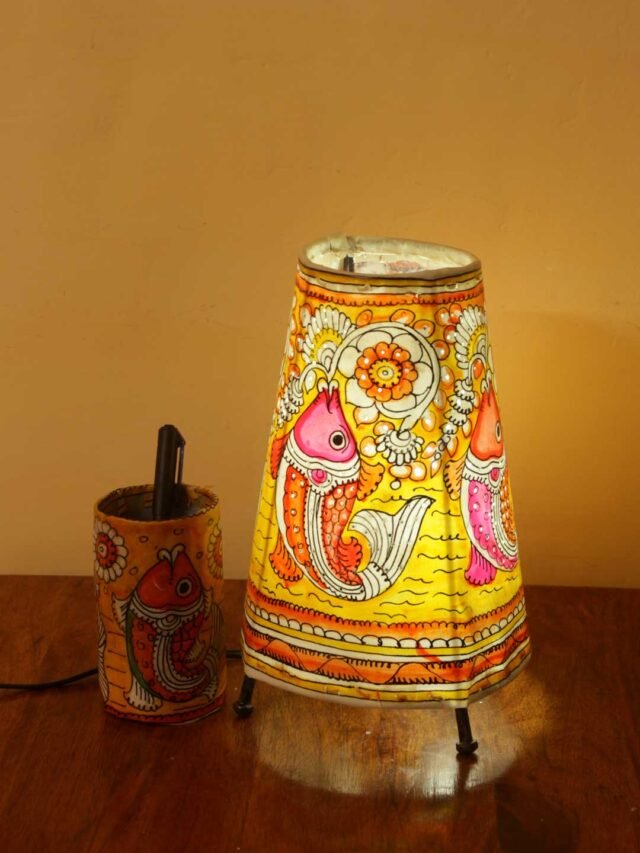 Yellow-fishes-Tholu-Bommalata-lamp-pens-stand-set-