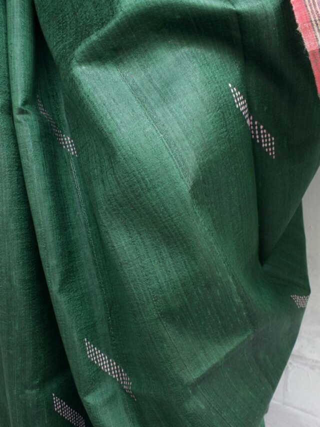 Dark-Green-and-Pink-Bhagalpuri-pure-Silk-Saree