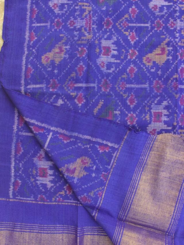 Hathi-Popat-Patan-Patola-Blue-wool-Shawl