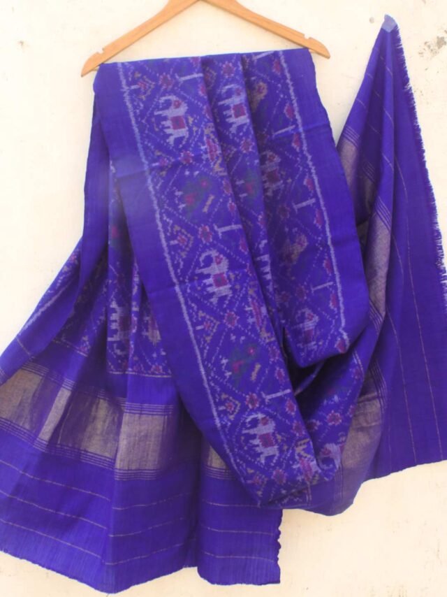 Hathi-Popat-Patan-Patola-Blue-woolen-Shawl