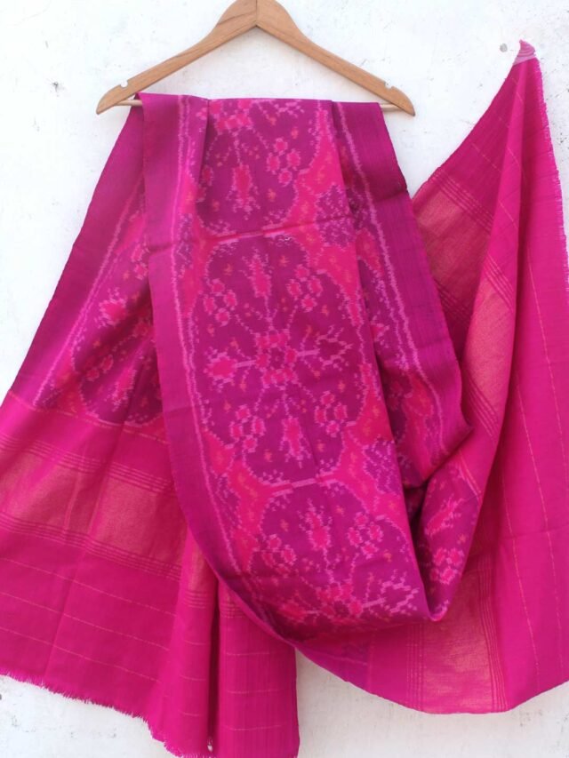 Pink-patan-Patola-woolen-Shawl