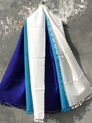 Blue-and-Off-white-Shibori-merino-wool-shawl at Shilphaat.com