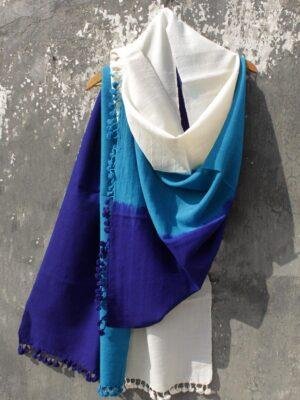 Blue-and-Off-white-merino-wool-shibori-shawl
