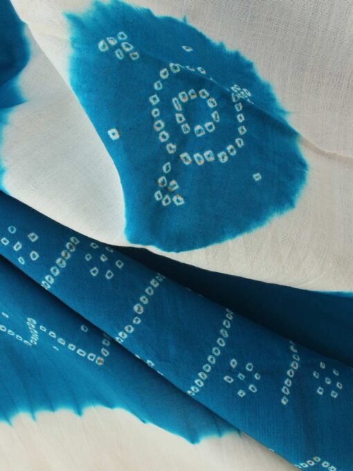 Cyan-Blue-Bandhani-pure-wool-shawl