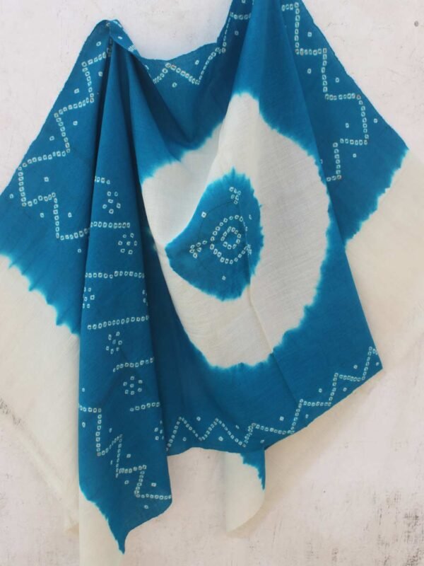 Cyan-Blue-Bandhani-woolen-Shawl
