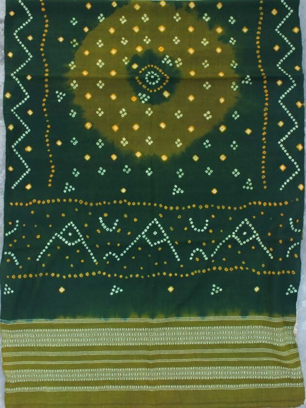 Green-Bhujodi-Bandhani-woolen-Shawl
