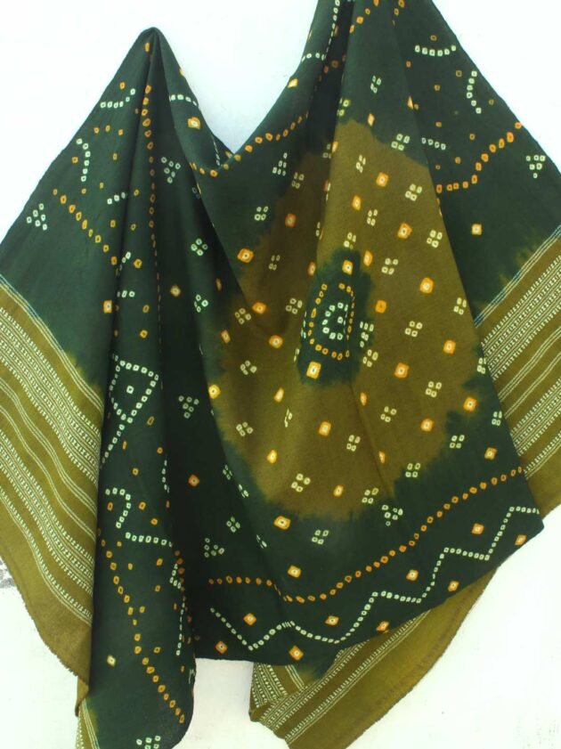 Green-Bhujodi-Bandhej-Woolen-Shawl