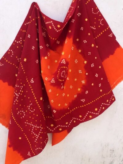 Red-and-Orange-Bandhani-woolen-Shawl