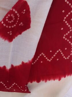 Red-and-off-white-Bandhani-pure-wool-shawl