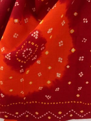 Red-and-orange-Bandhani-pure-wool-shawl