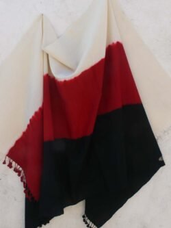 Red-black,-white-shaded-tie-dye-pure-wool-shawl-Shilphaat