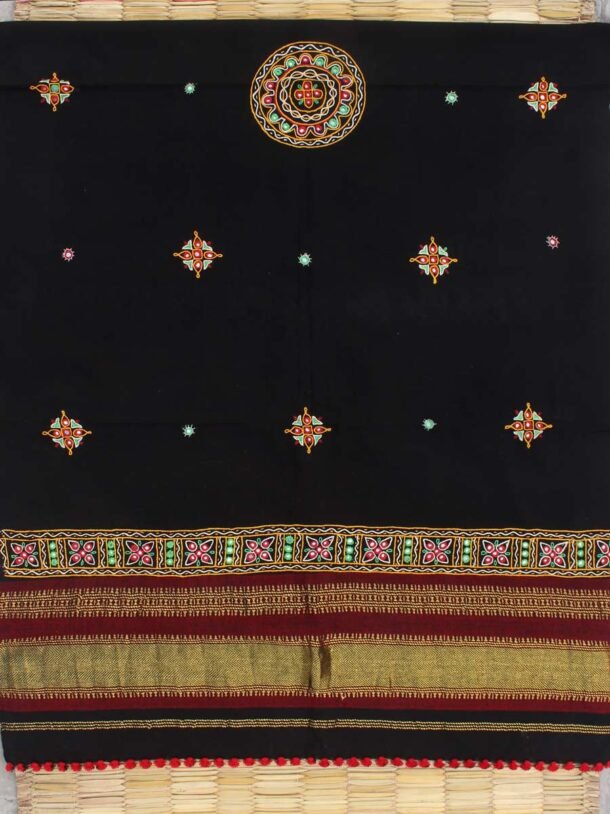 Black-Ahir-embroidered-wool-winter-shawl