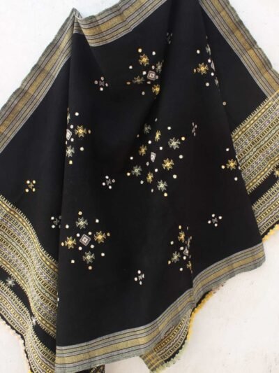 Black-and-yellow-Bhujodi-mirrorwork-Shawl