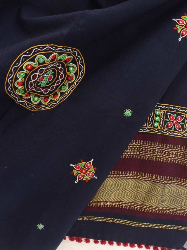 Dark-Blue-Ahir-embroidered-wool-shawl