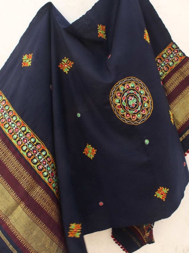 Darkest-Blue-Ahir-embroidered-woolen-Shawl