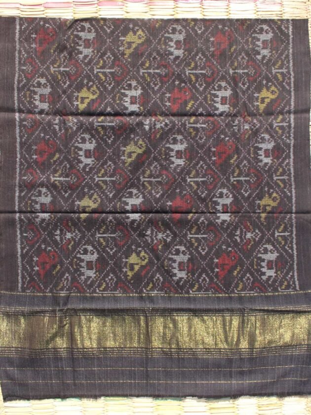 Grey-black-Hathi-Popat-Patan-Patola-pure-wool-Shawl