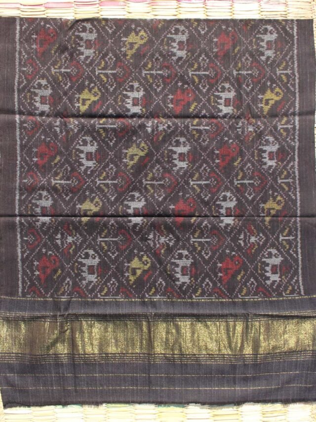 Grey-black-Hathi-Popat-Patan-Patola-pure-wool-Shawl