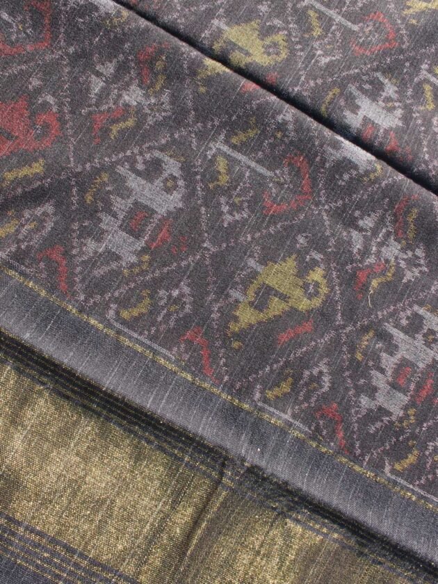 Grey-black-Hathi-Popat-Patan-Patola-wool-Shawl