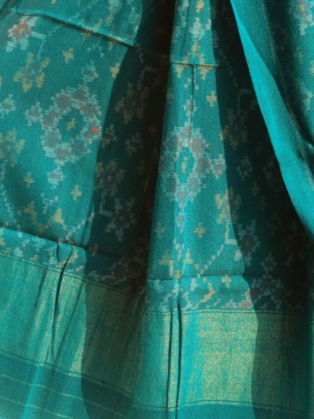 Peacock-green-Patan-PatolaHandwoven-woolen-Shawl