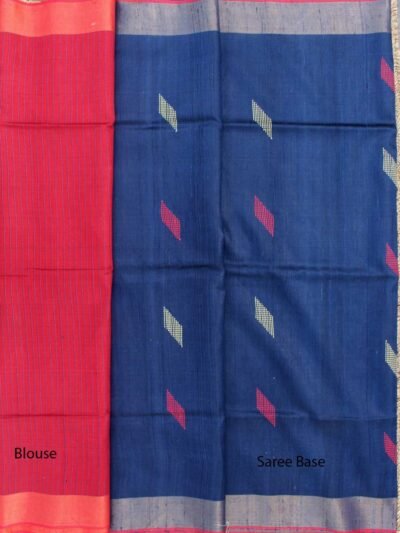 Red-and-Blue-pure-Silk-handloom-Saree