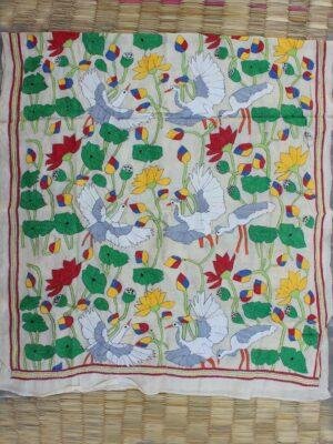Swan-nakshi-kantha-Tussar-Silk-dupatta-Shilphaat