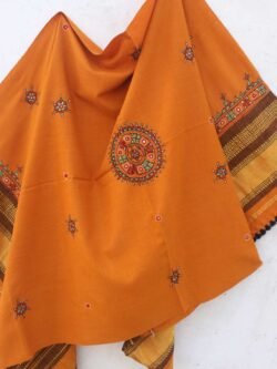 Turmeric-yellow-Suf-embroidered-woolen-Shawl