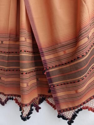Brown-orange-handloom-kala-cotton--bhujodi-dupatta at Shilphaat.com