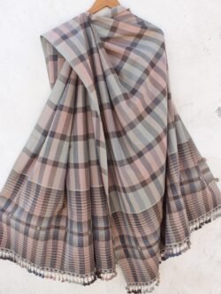 Grey-Black-and-brown--striped-bhujodi-cotton-dupatta