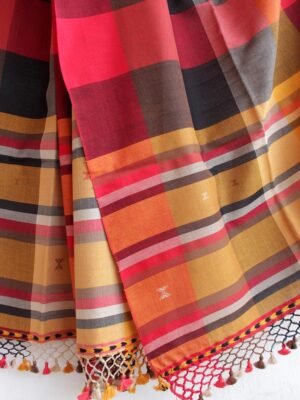 Multicolour-chequered-bhujodi-kala-cotton-dupatta-Shilphaat