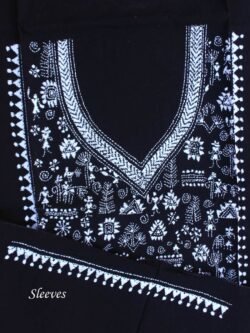 Black-and-white-kantha-embroiderd-cotton-kurta-fabric