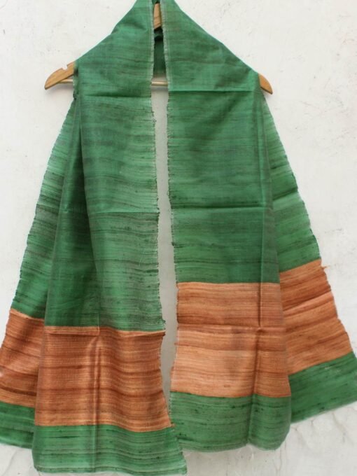 Green-and-brown-ghicha-tussar-silk-stole