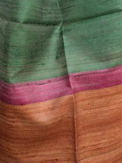 Green-pink-and-brown-ghicha-tassar-silk-scarf